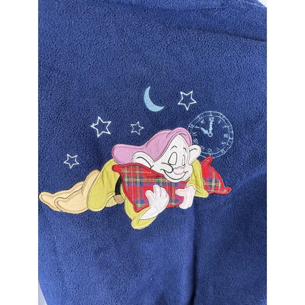 Disney Classics Dopey Bath Robe Fleece Navy Blue Small Snow White Plush Belt - Picture 6 of 7